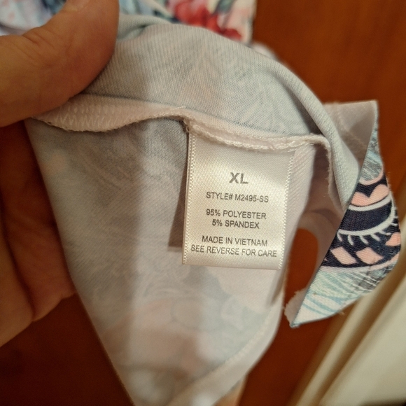 Blue Mood Floral Asymmetrical Hem Longer Tunic Ladies XL Boho Hippie Roses - Picture 5 of 5